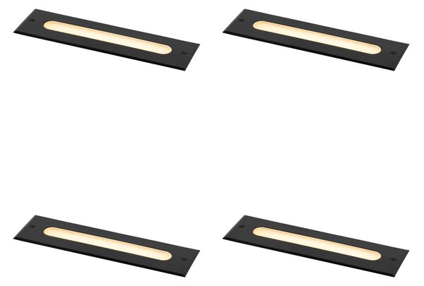 Set de 4 spoturi moderne de sol negre 30 cm incl. LED IP65 - Eline