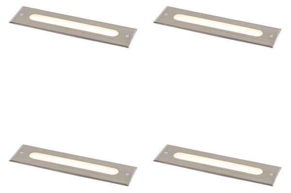 Set de 4 spoturi moderne de sol din oțel 30 cm, inclusiv LED IP65 - Eline