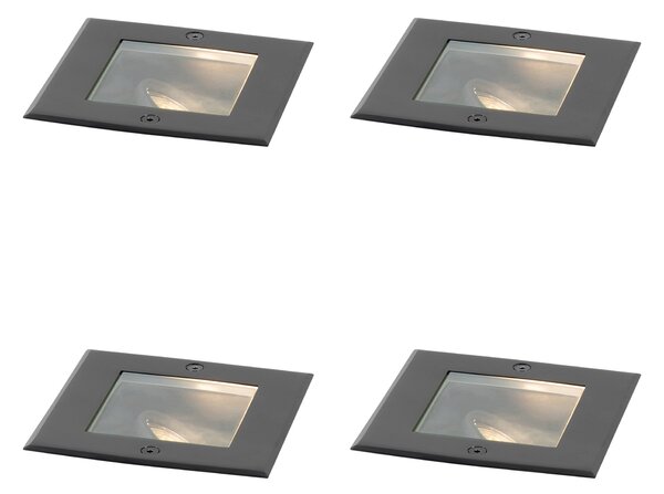Set de 4 spoturi moderne de sol negre reglabile IP65 - Oneon