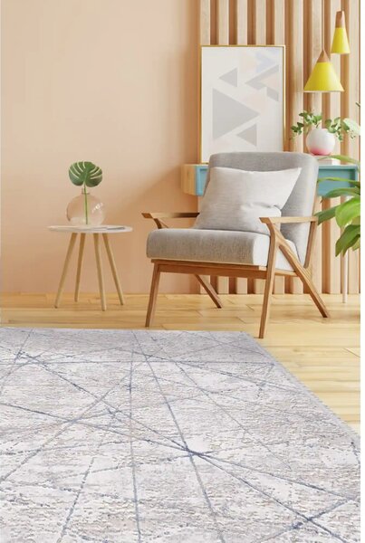 Covor ROMANTIK 02429B, 160x230 cm, forma dreptunghiulara, acril, gri/albastru