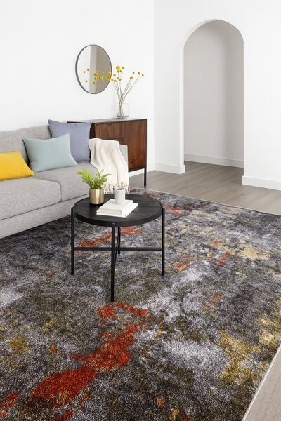 Covor Living Dormitor, Model Kolibri 11582 BG92, Gri Maro Rosu Dreptunghi, 80x150