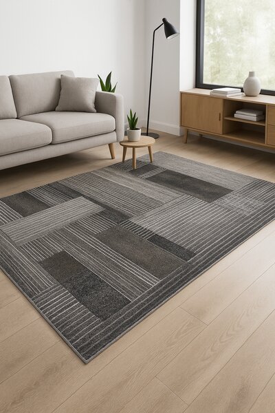 Covor Living Dormitor, Model Kolibri 11561 BG92, Gri Maro Multicolor, Dreptunghi, 80x150