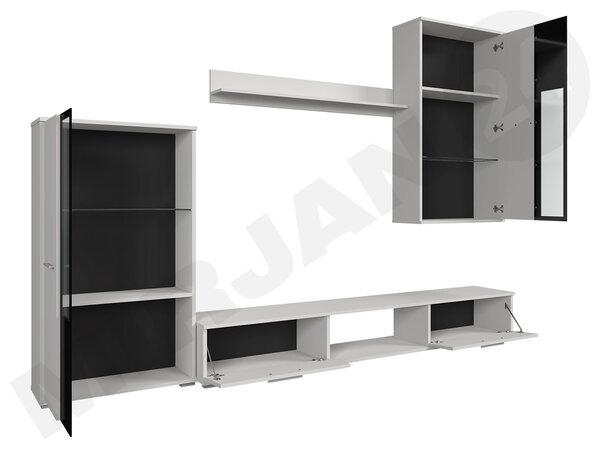 Mobilier living Fletcher (stejar artisan + Alb) (iluminat LED). 1059022