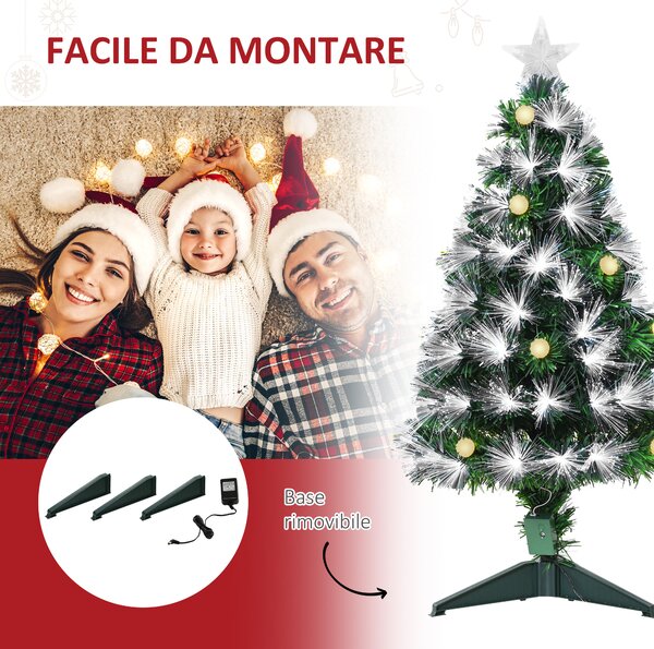 Brad de Craciun artificial cu ramuri cu becuri cu LED, decoratiune de Craciun de sarbatori, verde HOMCOM | Aosom RO