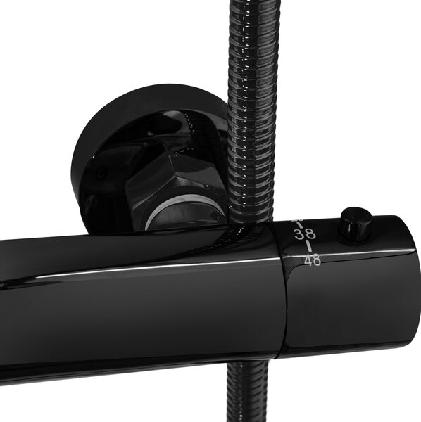 Set de dus cu termostat Lungo Black Metallic
