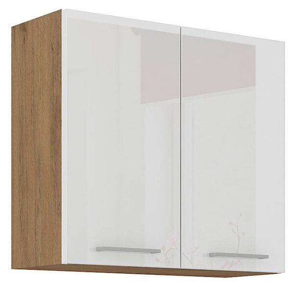 Dulap superior de bucătărie Bronte 80 G 72 2F (stejar lancelot + Alb lucios ). 1058627