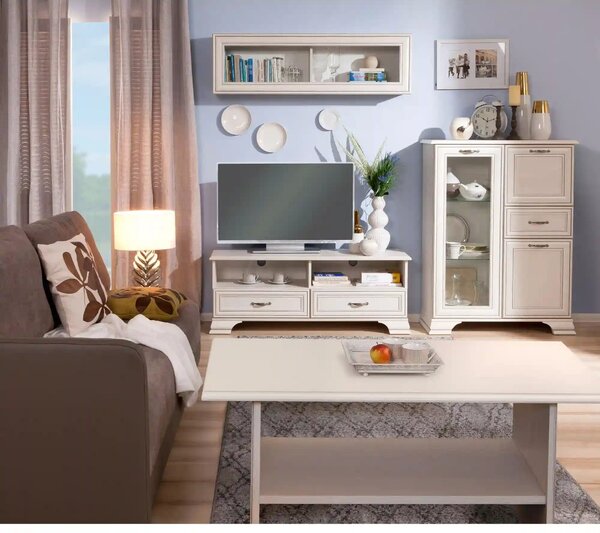 Masuta TIFFANY, alb vintage, PAL laminat, 110x60x50 cm