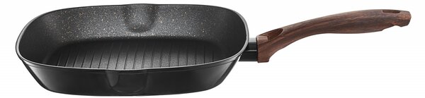 Tigaie grill 26x26cm, invelis Qualum Basic Stone Edition, Darkwood
