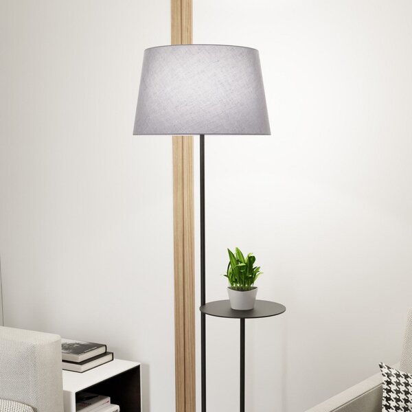 EMIBIG LIGHTING Hotel lampadar, gri/negru, inaltime 150 cm, tesatura/metal, Gri, Camera de zi / sufragerie, Țesătură / Textil, Modern