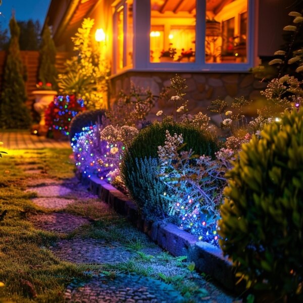 Instalație LED RGB solară 50xLED/0,12W/1,2V 1xAA IP44 600 mAh