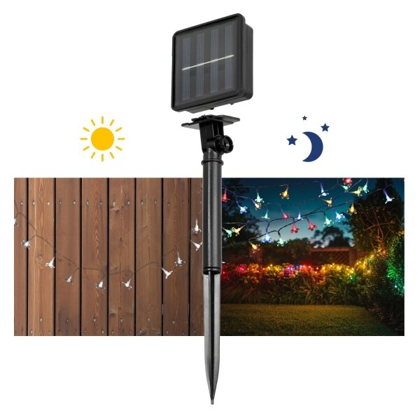 Instalație LED RGB solară 50xLED/0,12W/1,2V 1xAA IP44 600 mAh