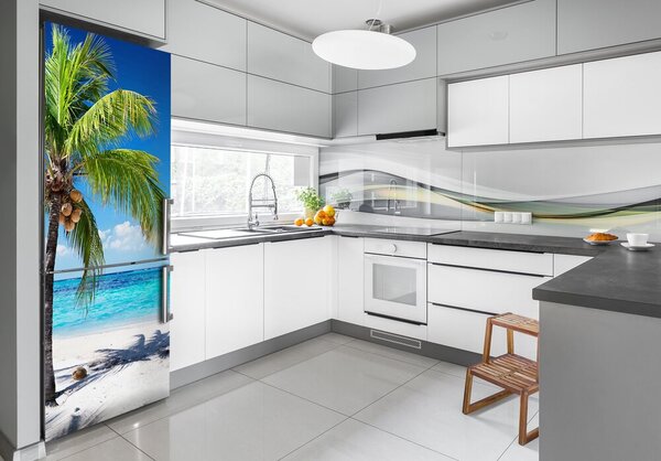 Autocolant pe frigider plaja tropicala