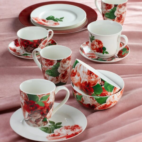 Set servire ceai sau cafea, 12 piese, 6 persoane, Peony
