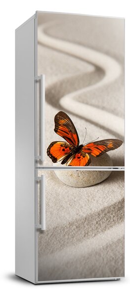 Foto Autocolant pentru piele al frigiderului piatra Zen și fluture