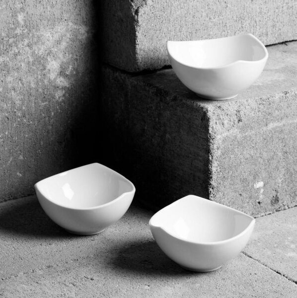 Set 3 boluri asimetrice 8.25cm, alb, Salsa