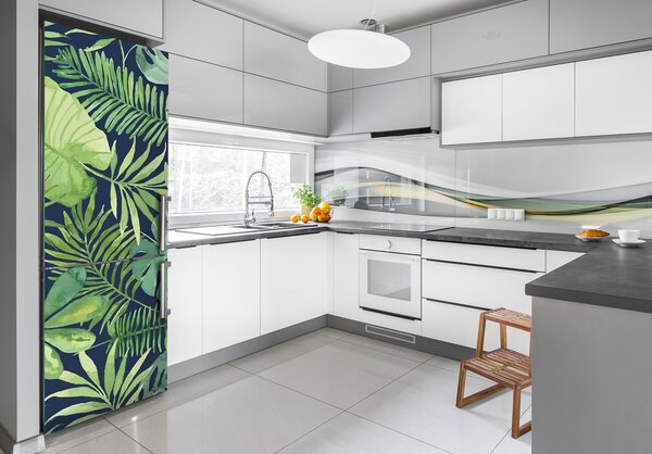 Autocolant pe frigider frunze tropicale