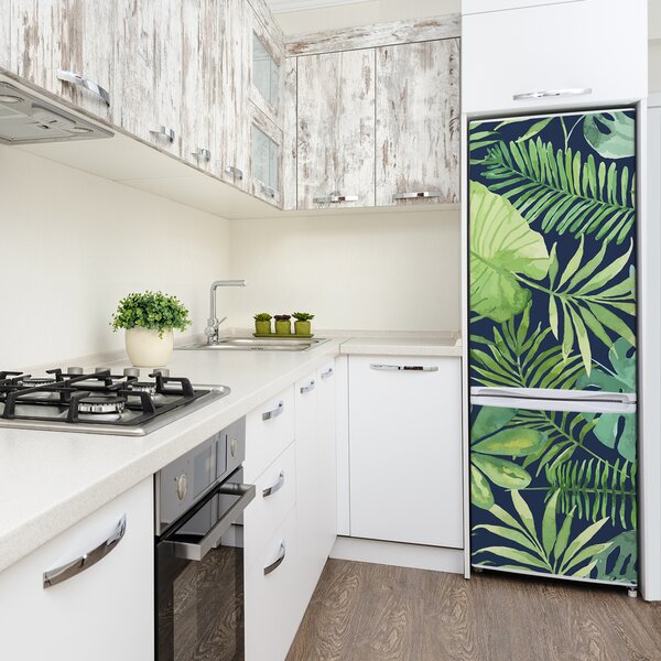Autocolant pe frigider frunze tropicale
