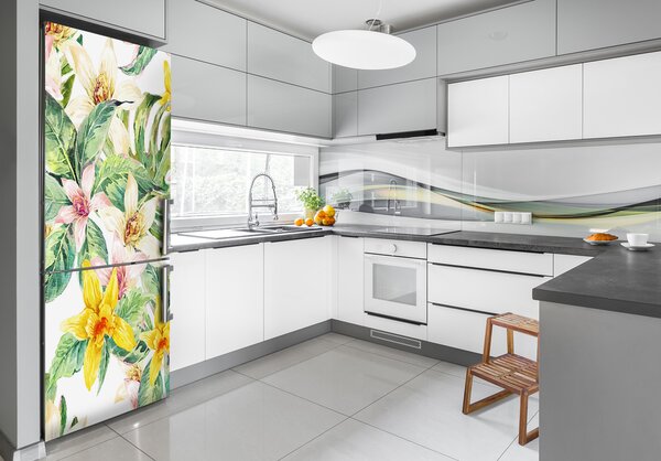 Autocolant pe frigider flori tropicale