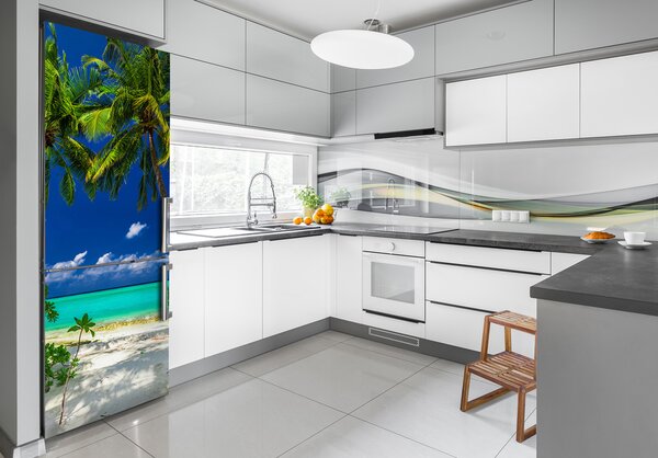 Autocolant pe frigider plaja tropicala