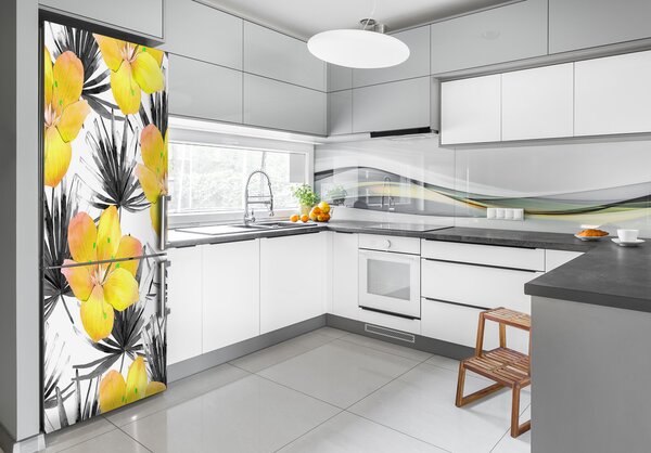 Autocolant pe frigider flori tropicale