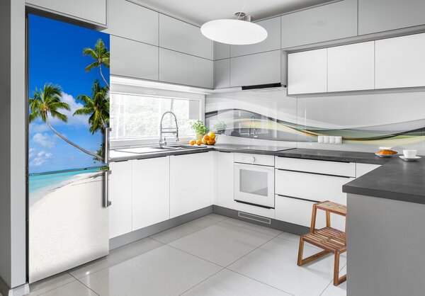 Autocolant pe frigider plaja tropicala