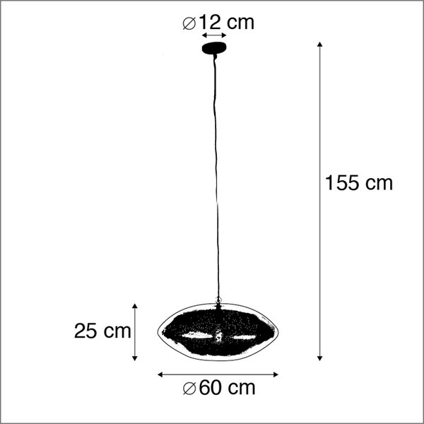 Lampă suspendată orientală neagră cu auriu 60 cm - Radiance