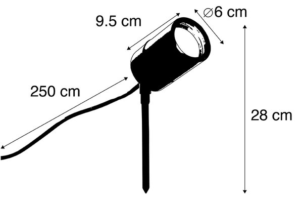 Spot cu vârf reglabil negru IP44 - Solo