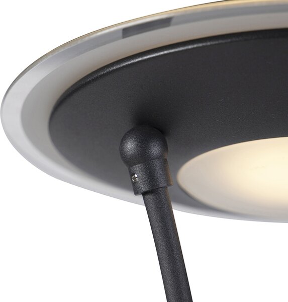 Lampă de podea neagră cu braț de citit incluzând LED și port USB - Sevilla