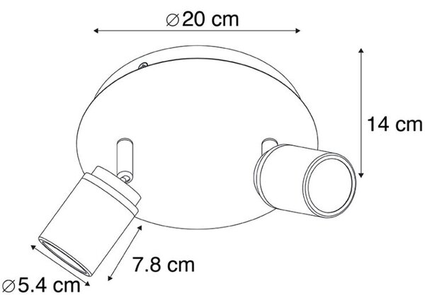 Spotlight modern pentru baie din alamă cu 2 lumini IP44 - Ducha