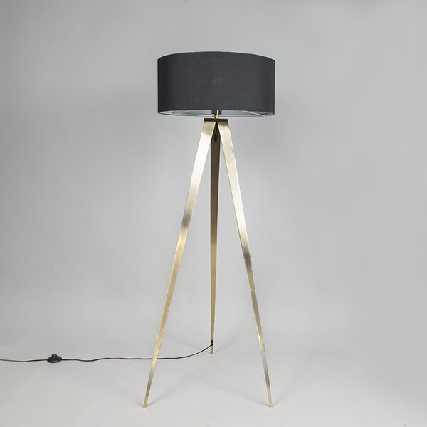 Lampa de podea modernă din alamă cu abajur negru - Ilse