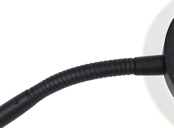 Lampă de podea modernă neagră cu LED și braț de citit - Divine