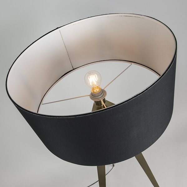 Lampa de podea modernă din alamă cu abajur negru - Ilse