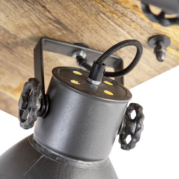 Spotlight industrial gri închis cu lemn de mango 3 lumini - Mangoes