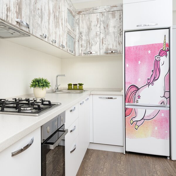 Foto Autocolant pentru piele al frigiderului unicorn roz