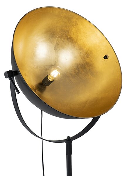 Lampă de podea industrială neagră 50 cm cu auriu reglabil - Magnax