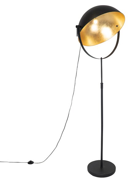 Lampă de podea industrială neagră 50 cm cu auriu reglabil - Magnax
