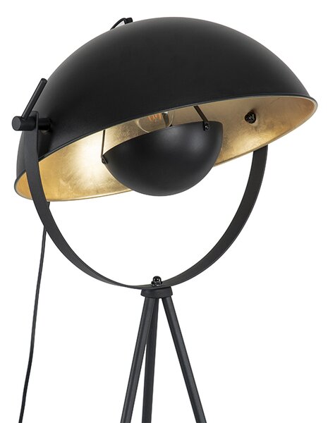 Lampă de podea neagră cu auriu 42 cm cu trepied reglabil - Magnax