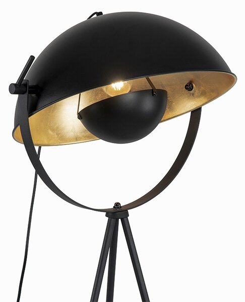 Lampă de podea neagră cu auriu 42 cm cu trepied reglabil - Magnax