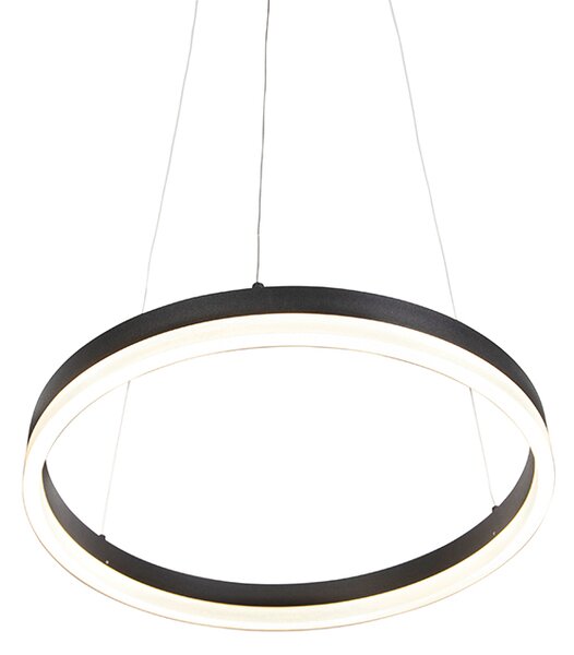 Lampă pendant de design neagră 40 cm inclusiv LED cu dimmer în 3 trepte - Anello