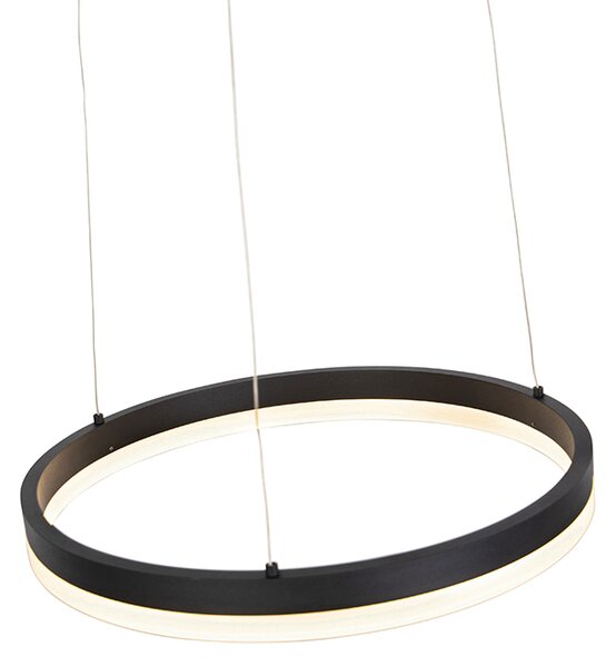 Lampă pendant de design neagră 40 cm inclusiv LED cu dimmer în 3 trepte - Anello