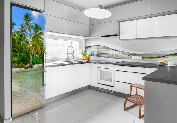 Autocolant pe frigider plaja tropicala