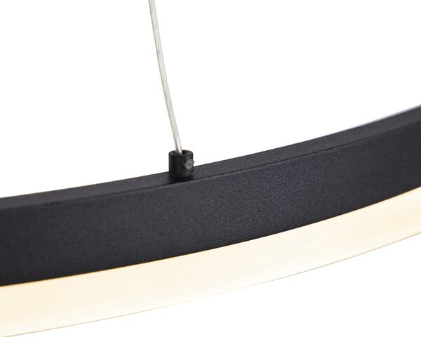 Lampă suspendată de design neagră 80 cm, incluzând LED cu 3 trepte de intensitate luminoasă - Anello
