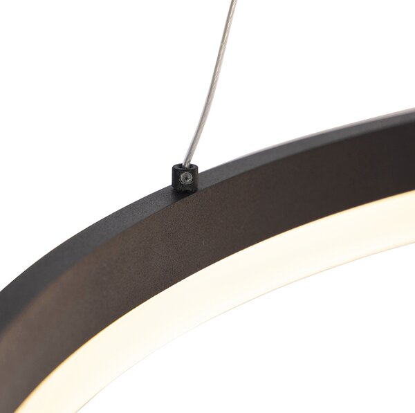 Lampă suspendată de design neagră 80 cm, incluzând LED cu 3 trepte de intensitate luminoasă - Anello
