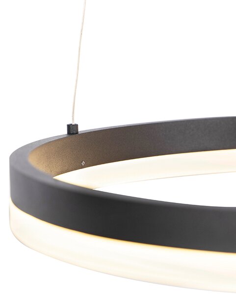 Lampă pendant de design neagră 40 cm inclusiv LED cu dimmer în 3 trepte - Anello
