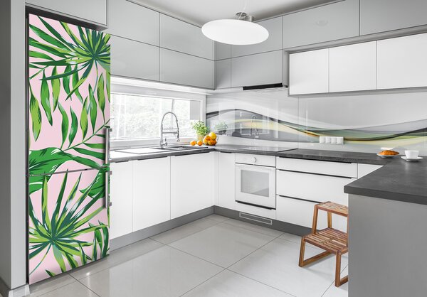 Autocolant pe frigider frunze tropicale