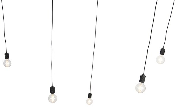 Lampă pendant de design neagră cu 5 lumini - Cavalux