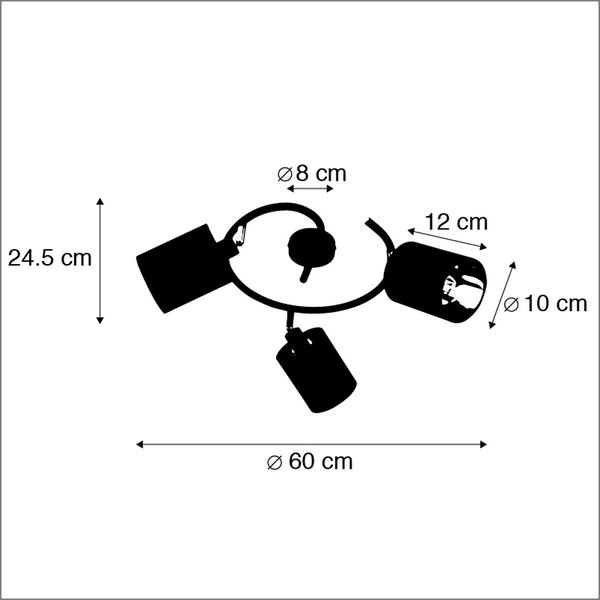 Plafoniera modernă inteligentă neagră cu 3 becuri WiFi B35 - Lofty