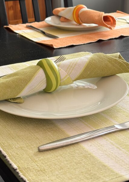 Set din bumbac Napron 32x47 cm cu servetel 40x40 cm FOOD Culoare: Verde