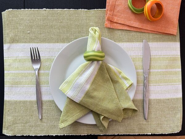 Set din bumbac Napron 32x47 cm cu servetel 40x40 cm FOOD Culoare: Verde