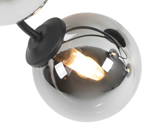 Plafoniera moderna neagra cu 4 lumini cu sticla fumurie - Atena
